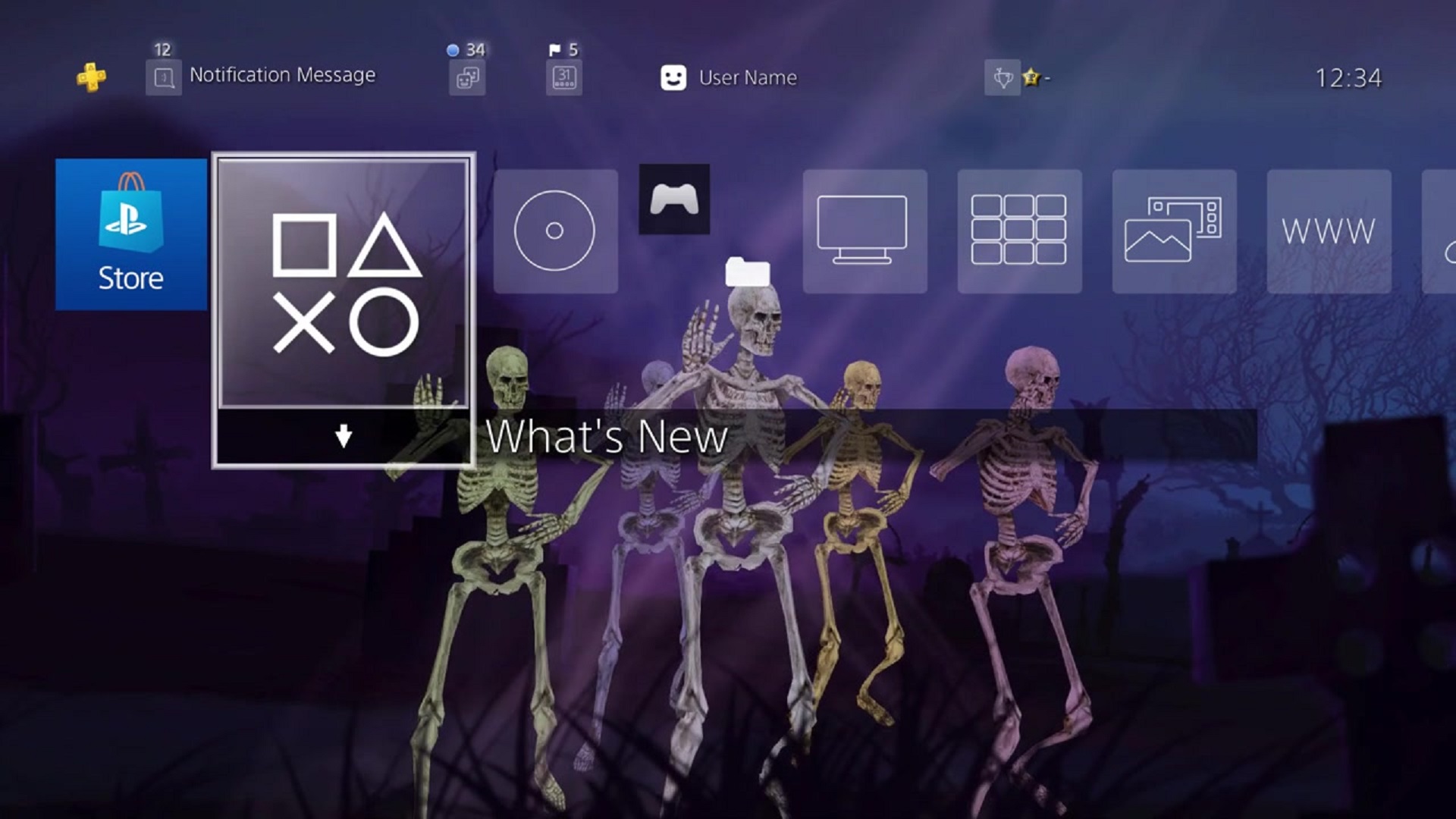 Skeleton Dance 4K Chill House Dynamic Theme no PS4 PlayStation